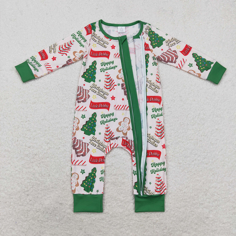 Baby Infant Boys Christmas Season Tree Zip Rompers