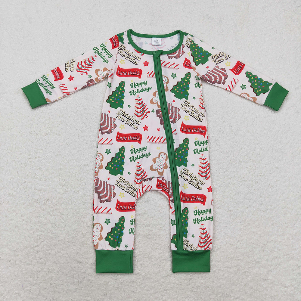 Baby Infant Boys Christmas Season Tree Zip Rompers