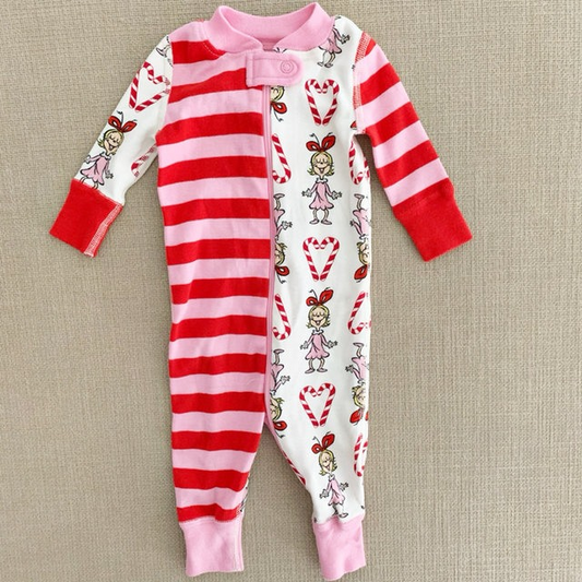 Baby Infant Girls Pink Cindy Christmas Zip Rompers preorder