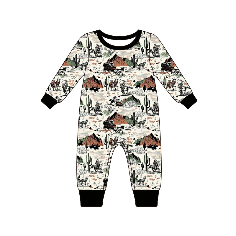 Baby Infant Boys Western Cactus Rodeo Long Sleeve Rompers preorder