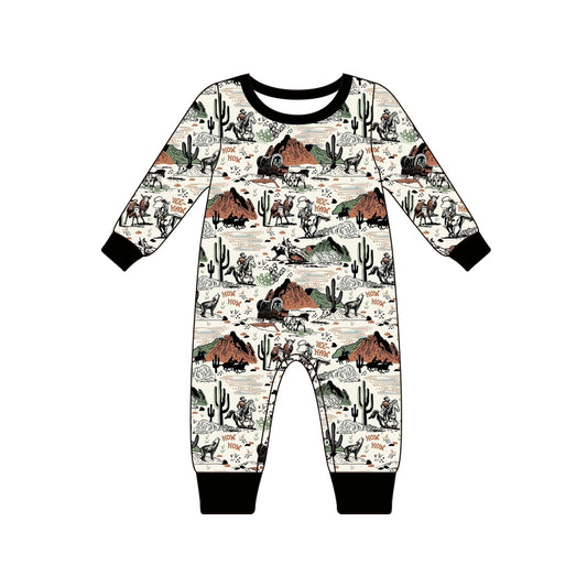 Baby Infant Boys Western Cactus Rodeo Long Sleeve Rompers preorder