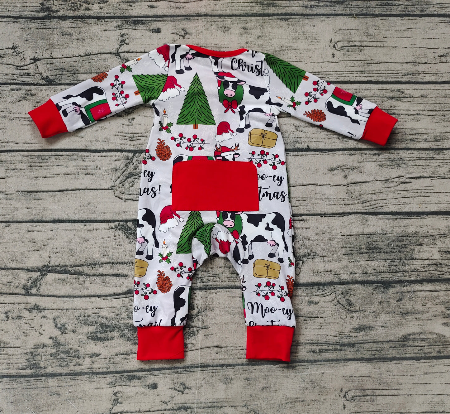 Baby Infant Boys Christmas Cows Zip Rompers