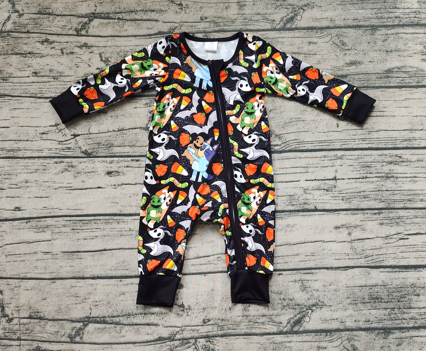 Baby Infant Girls Halloween Black Dogs Zip Rompers