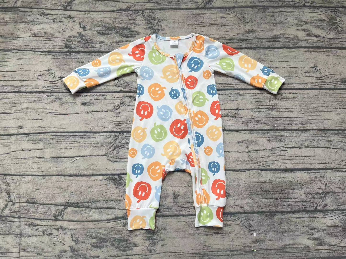 Baby Infant Boys Halloween Pumpkin Zip Bamboo Long Sleeve Rompers