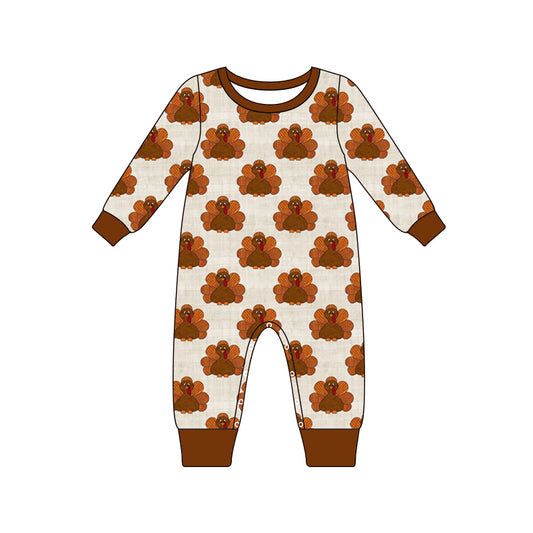 Baby Infant Boys Thanksgiving Turkey Long Sleeve Rompers preorder