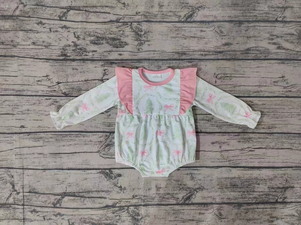 Baby Infant Girls Christmas Tree Long Sleeve Rompers