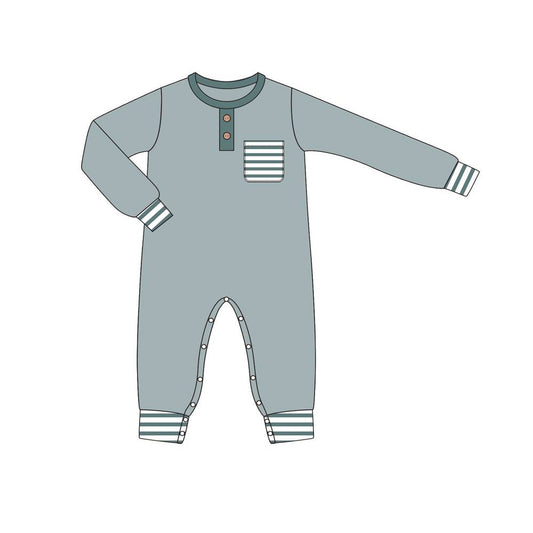 Baby Infant Boys Fall Dark Green Long Sleeve Rompers preorder