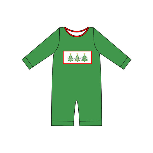 Baby Infant Boys Christmas Tree Green Long Sleeve Rompers preorder