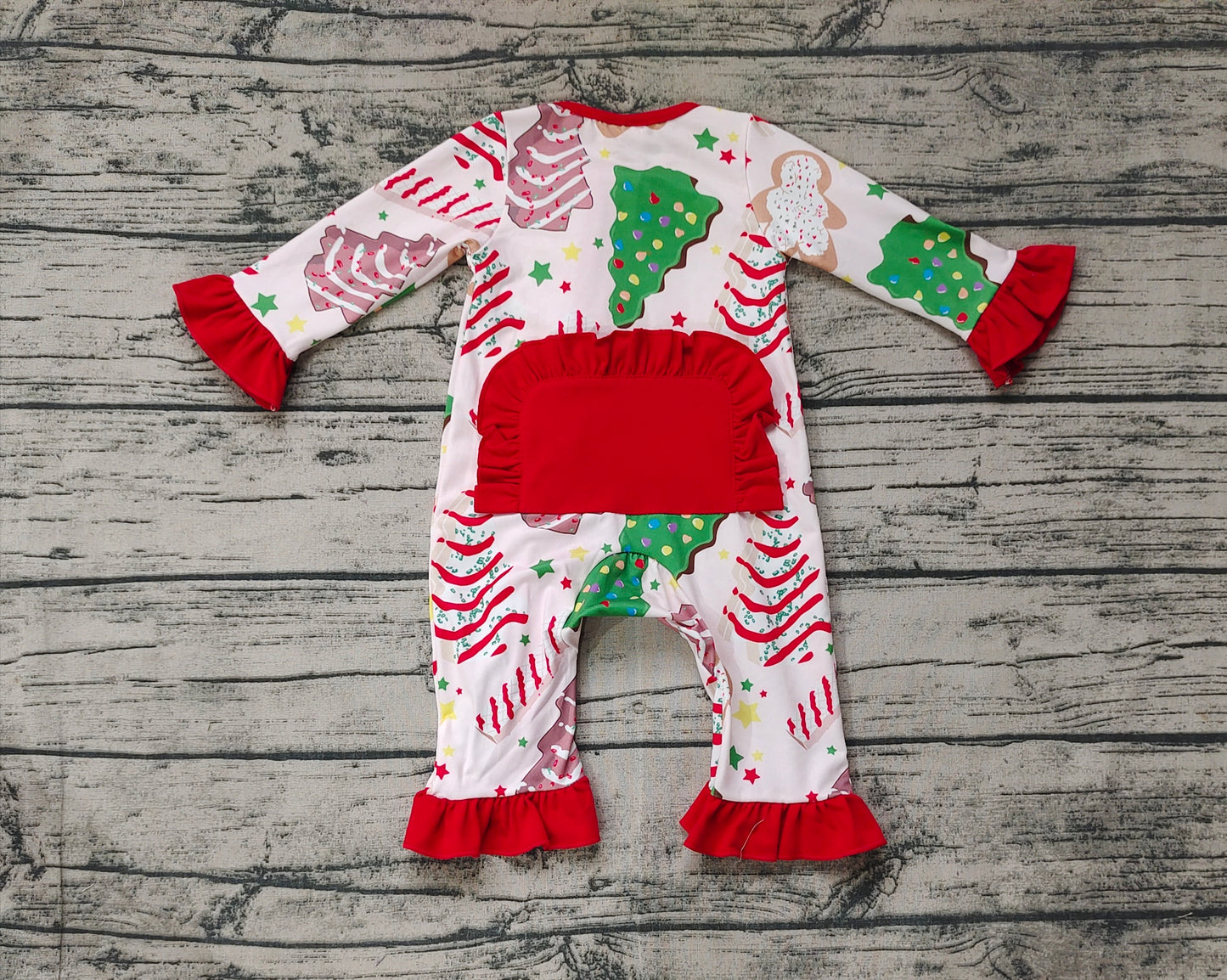 Baby Infant Girls Christmas Tree Cake Long Sleeve Zip Rompers