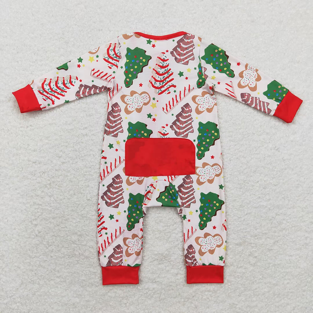 Baby Infant Boys Christmas Tree Cake Bamboo Zip Rompers