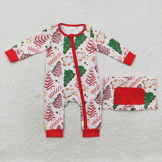 Baby Infant Boys Christmas Tree Cake Bamboo Zip Rompers