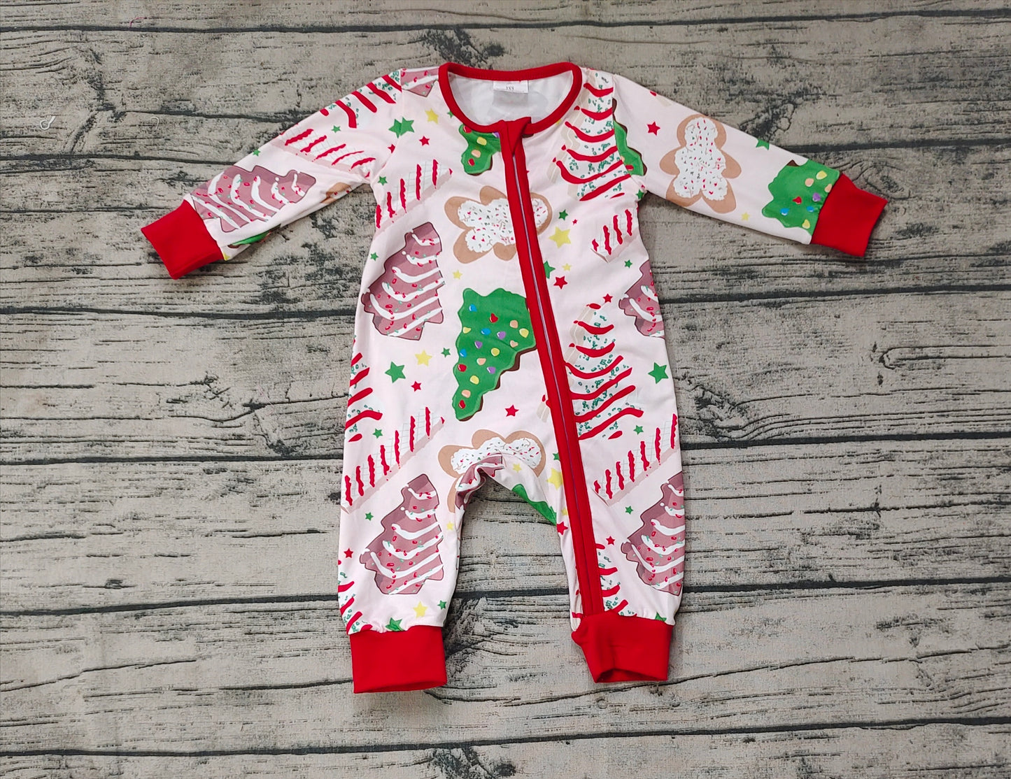 Baby Infant Boys Christmas Tree Cake Bamboo Zip Rompers