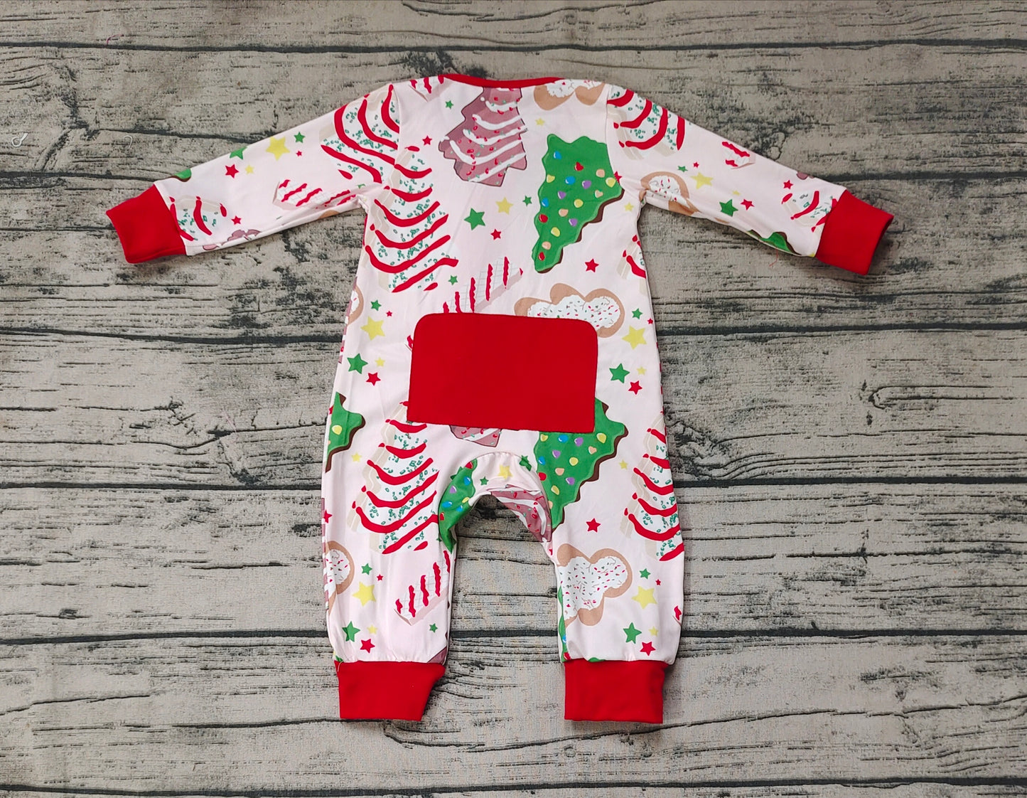 Baby Infant Boys Christmas Tree Cake Bamboo Zip Rompers