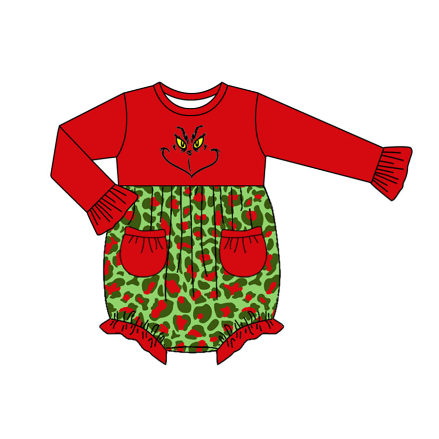 Baby Infant Girls Long Sleeve Christmas Face Rompers preorder