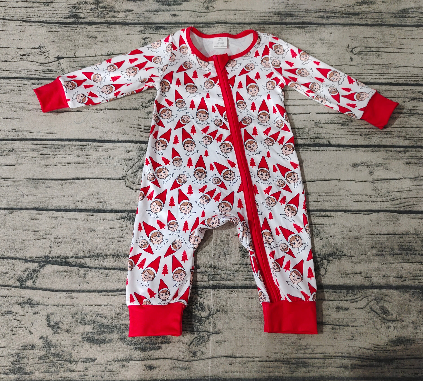 Baby Infant Girls Red Shelf Zip Bamboo Ruffle Rompers