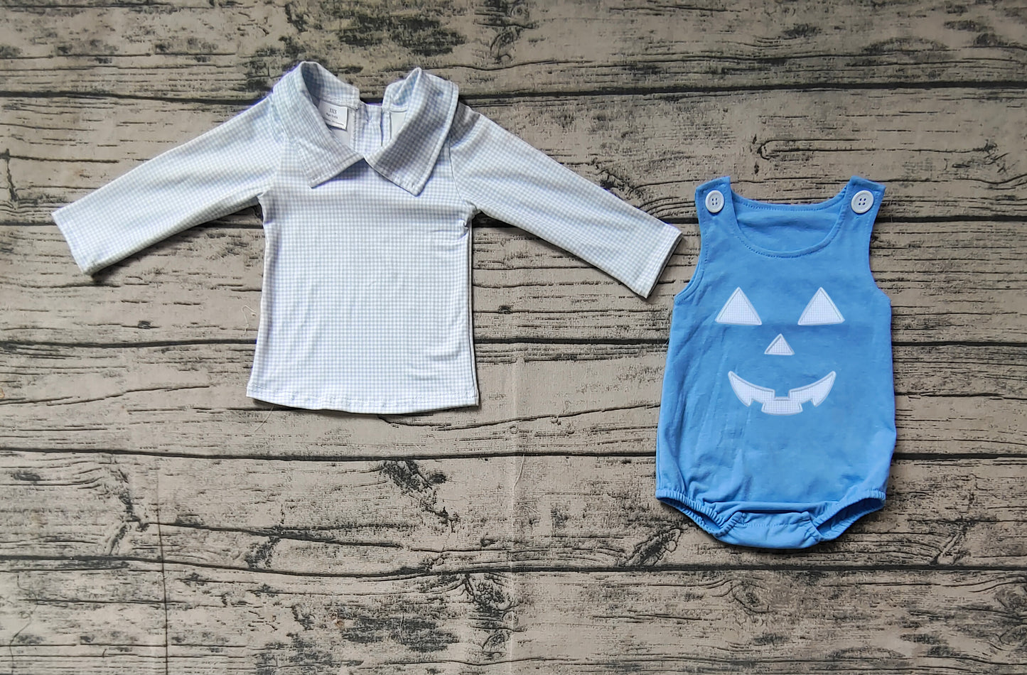 Baby Infant Blue Halloween Ghost Face 2pcs Shirt Rompers preorder
