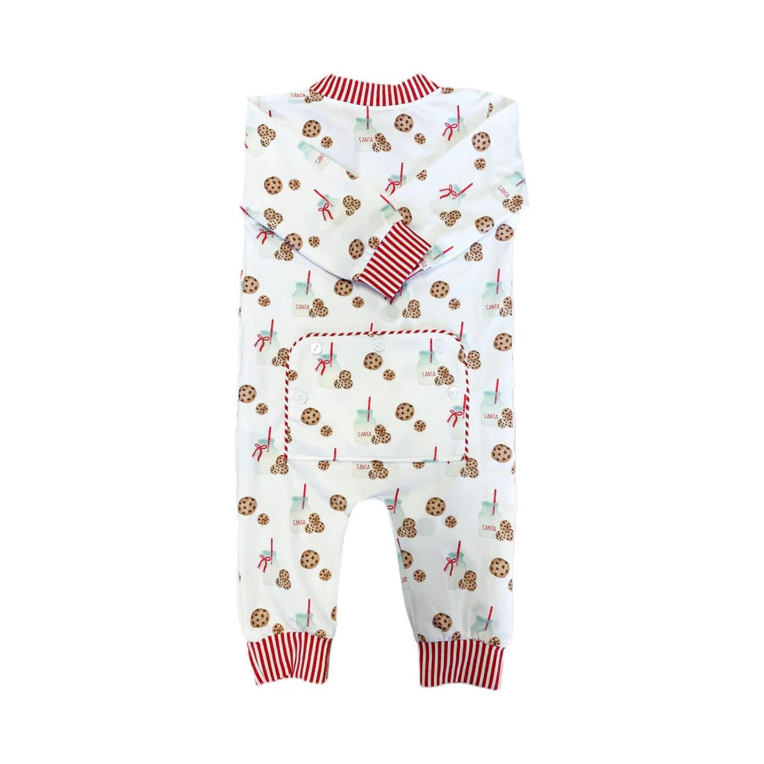 Baby Infant Boys Christmas Cookie Milk Zip Long Sleeve Rompers preorder