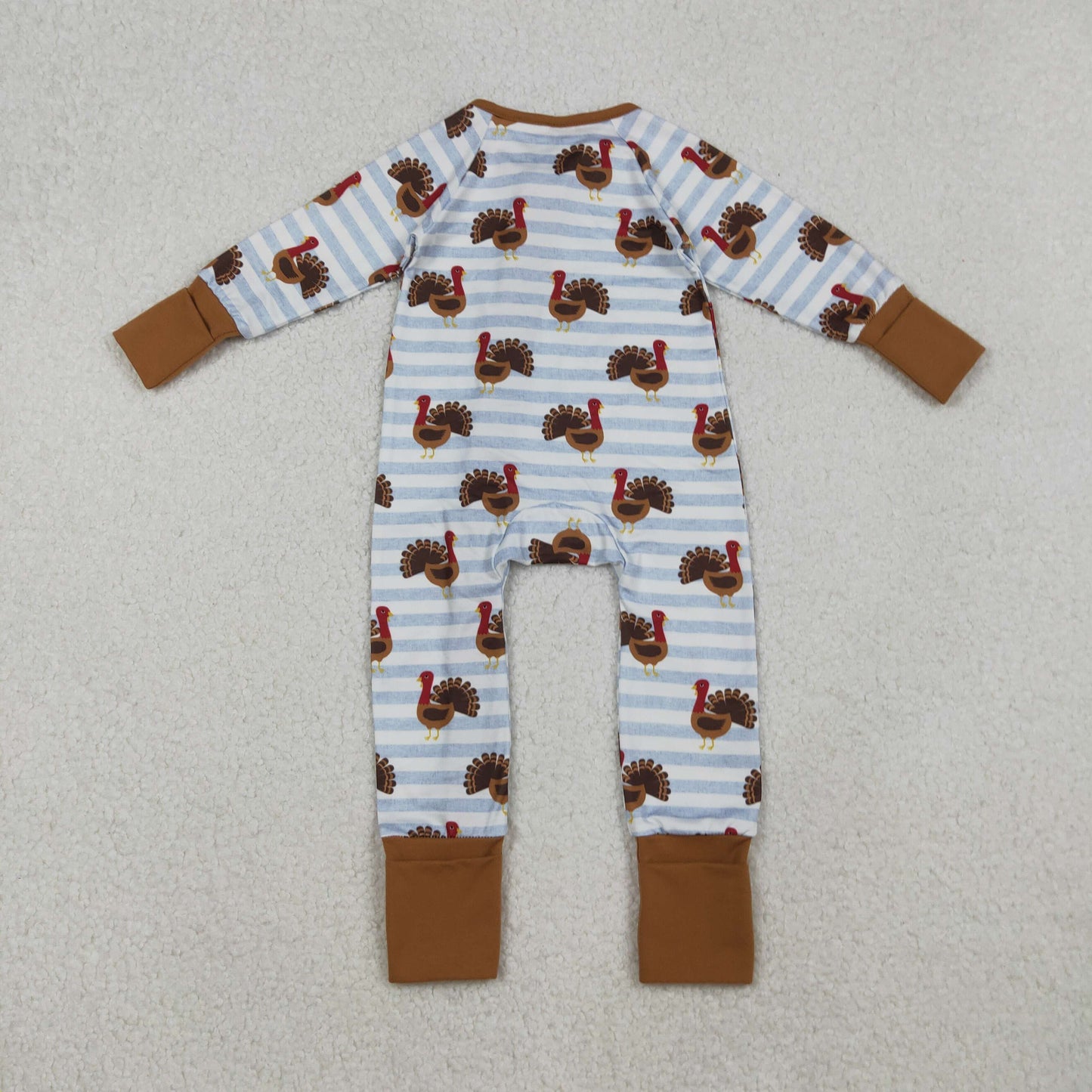 Sibling Baby Kids Turkey Pie Pumpkins Thanksgiving Two Way Zip Convertible Rompers