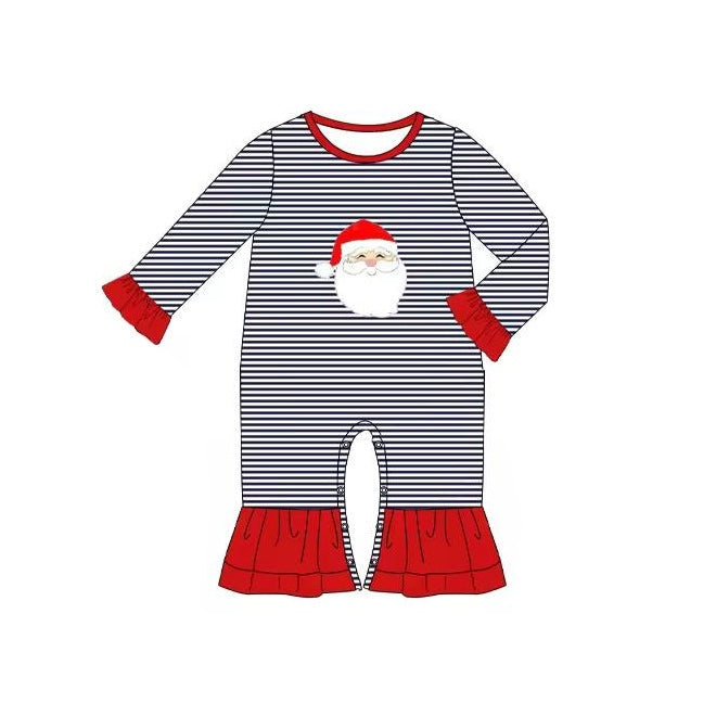 Baby Girls Christmas Stripes Santa Long Sleeve Rompers preorder