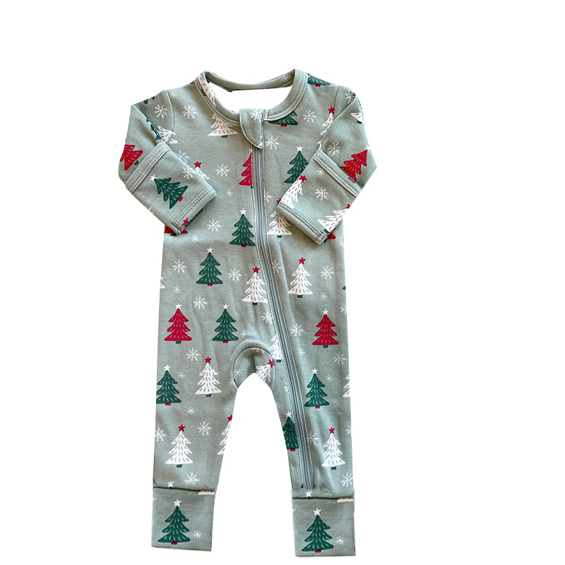 Baby Boys Christmas Trees Snowflakes Zip Rompers preorder