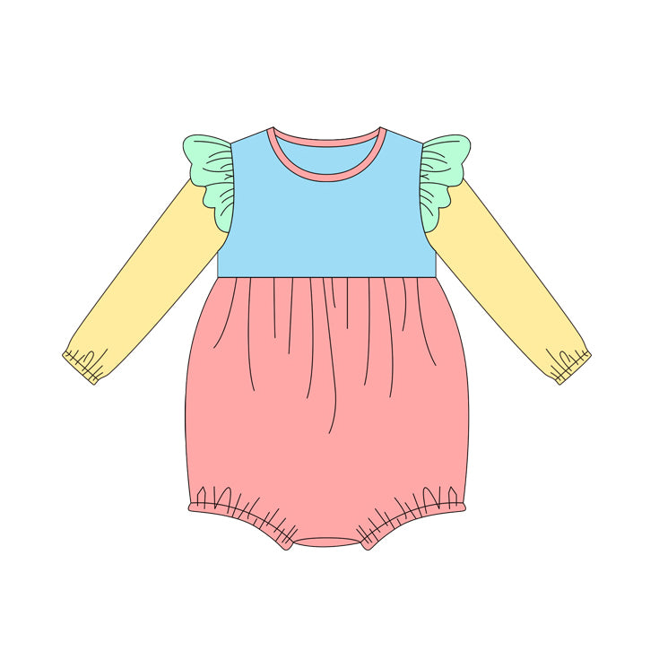 Baby Infant Girls Pink Blue Long Sleeve Rompers preorder