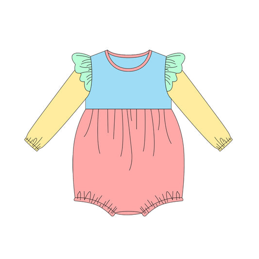 Baby Infant Girls Pink Blue Long Sleeve Rompers preorder