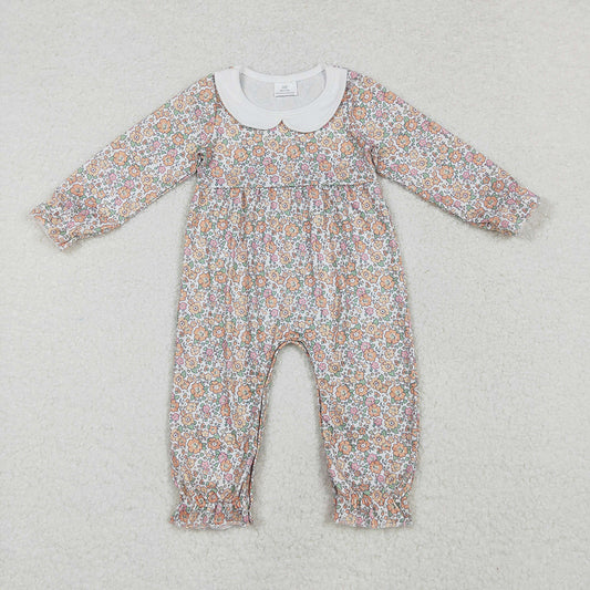 Baby Infant Girls Pink Flowers Long Sleeve Rompers