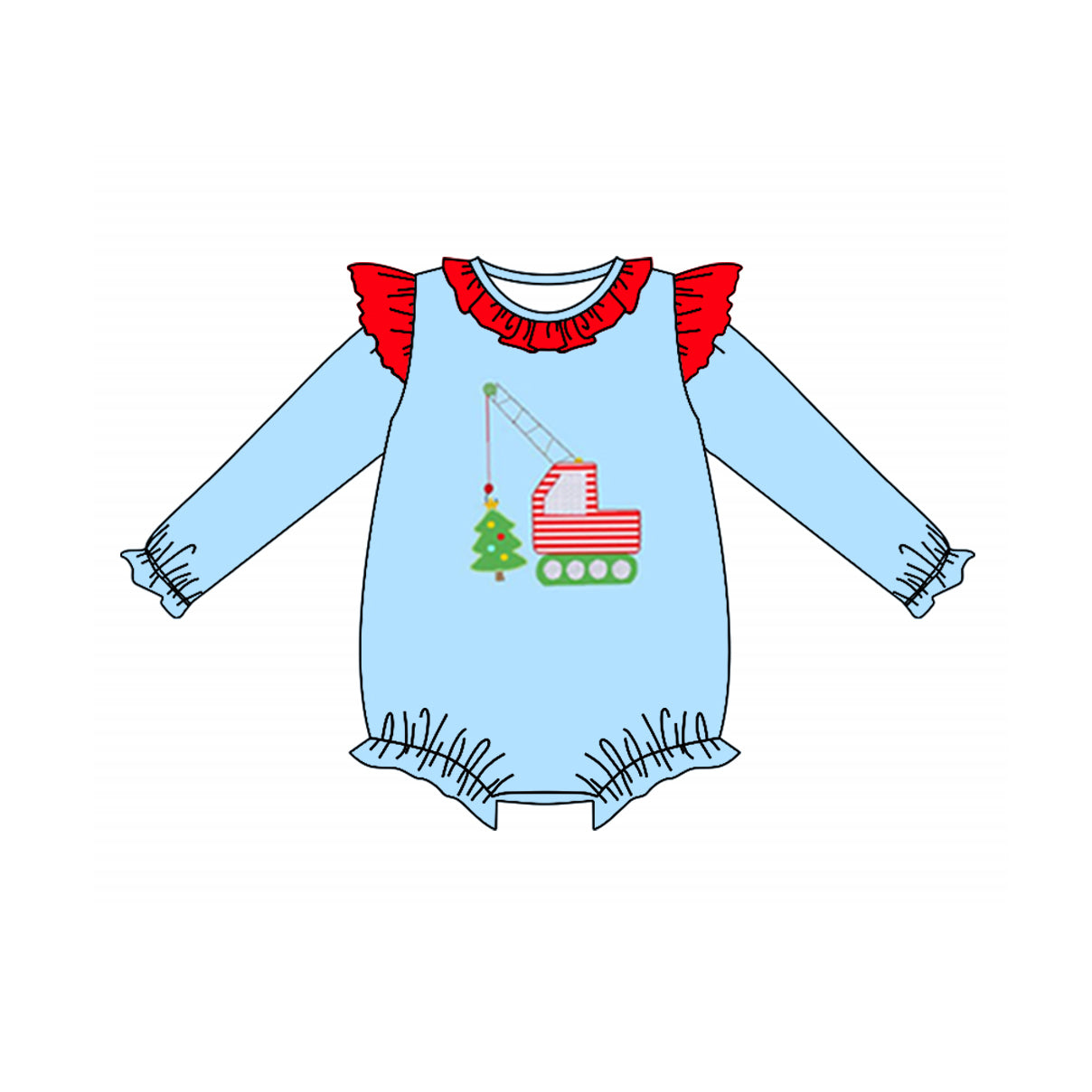 Baby Infant Girls Christmas Tree Truck Rompers preorder