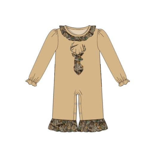 Baby Infant Girls Fall Camo Deer Khaki Rompers preorder