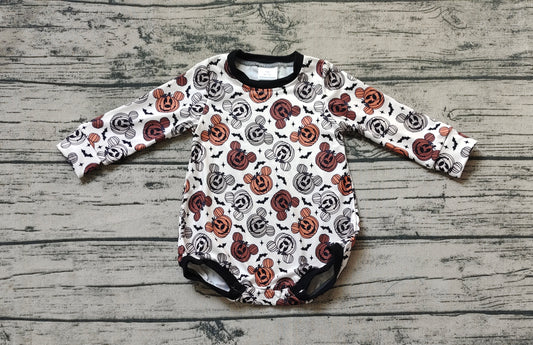 Baby Infant Girls Halloween Pumpkins Long Sleeve Rompers