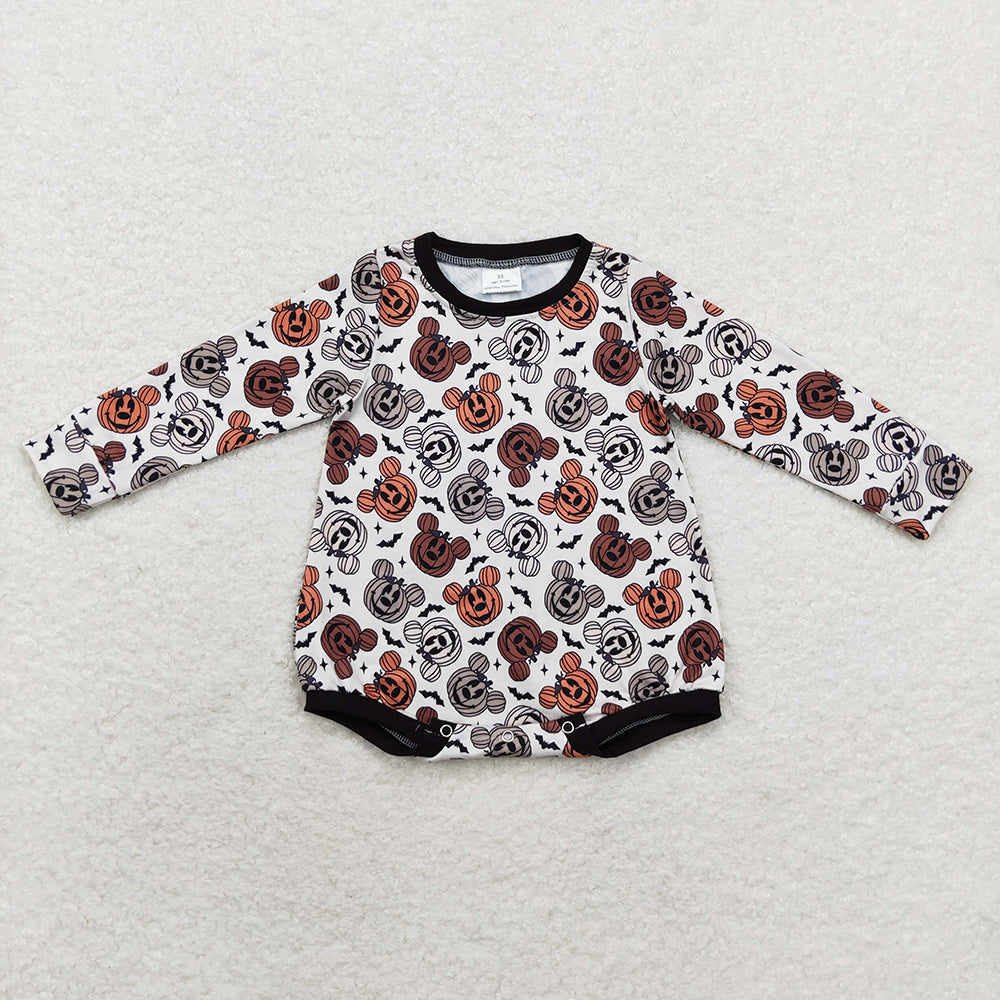 Baby Infant Girls Halloween Pumpkins Long Sleeve Rompers