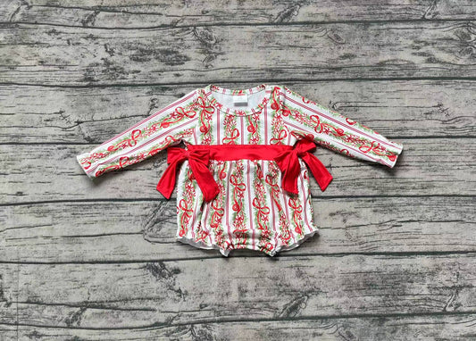 Baby Infant Girls Christmas Bows Long Sleeve Rompers