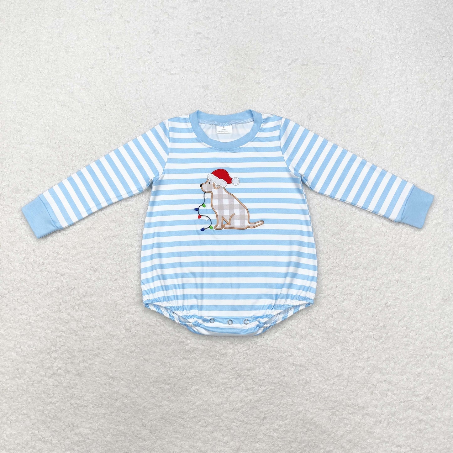 Sibling Baby Kids Embroidery Dogs Lights Stripe Top Pants Christmas Clothes Sets Rompers