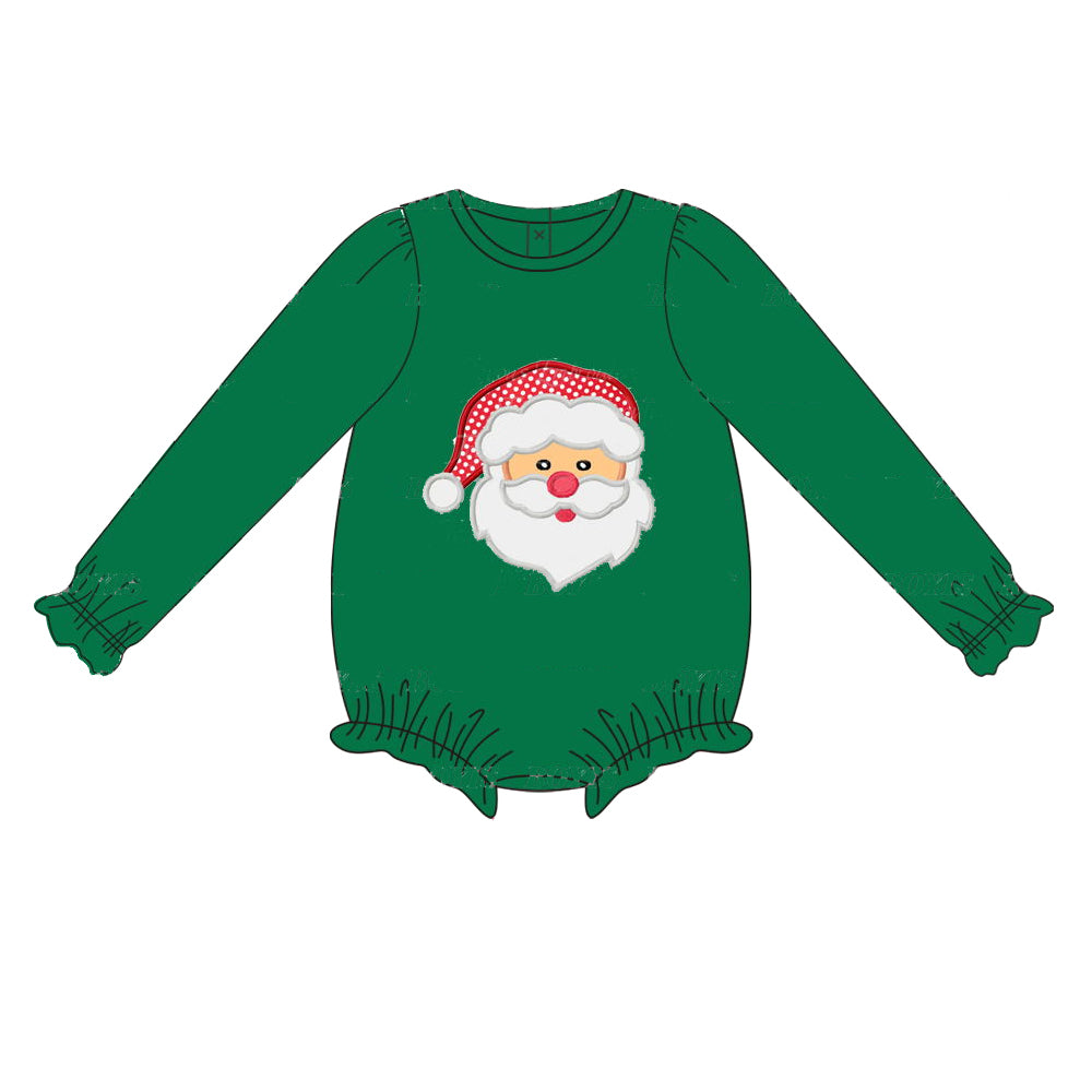 Baby Infant Girls Christmas Santa Green Long Sleeve Rompers preorder