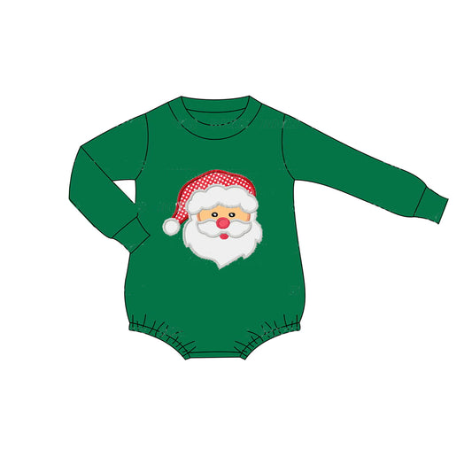 Baby Infant Boys Christmas Santa Green Long Sleeve Rompers preorder