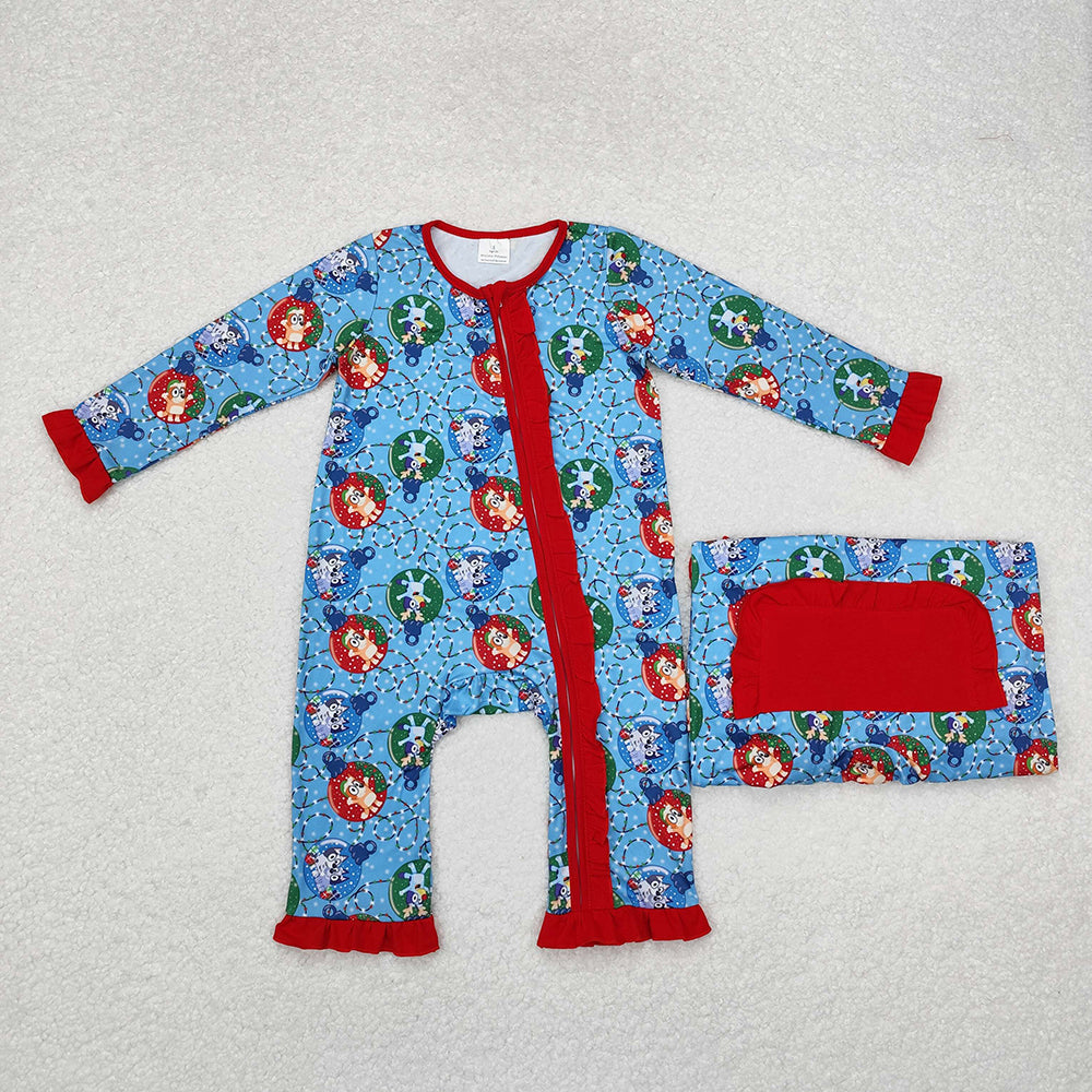 Sibling Boys Baby Girls Christmas Dogs Rompers Pajamas