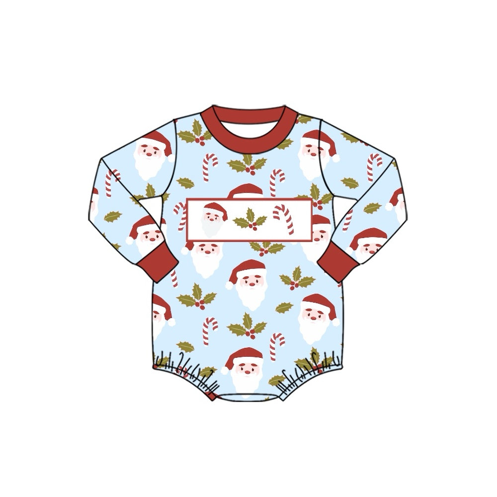 Baby Infant Boys Christmas Santa Leaves Long Sleeve Rompers preorder