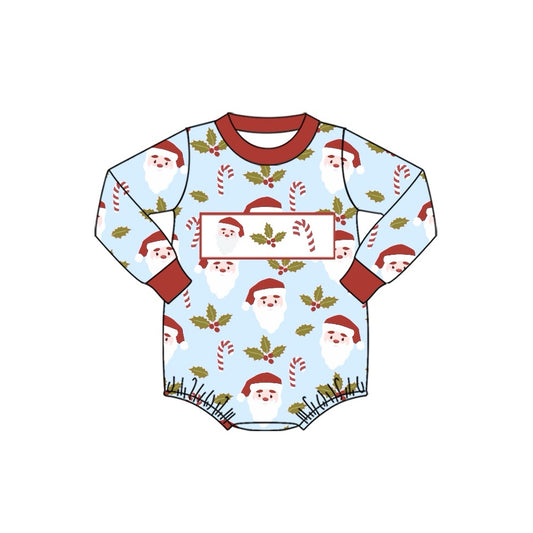 Baby Infant Boys Christmas Santa Leaves Long Sleeve Rompers preorder