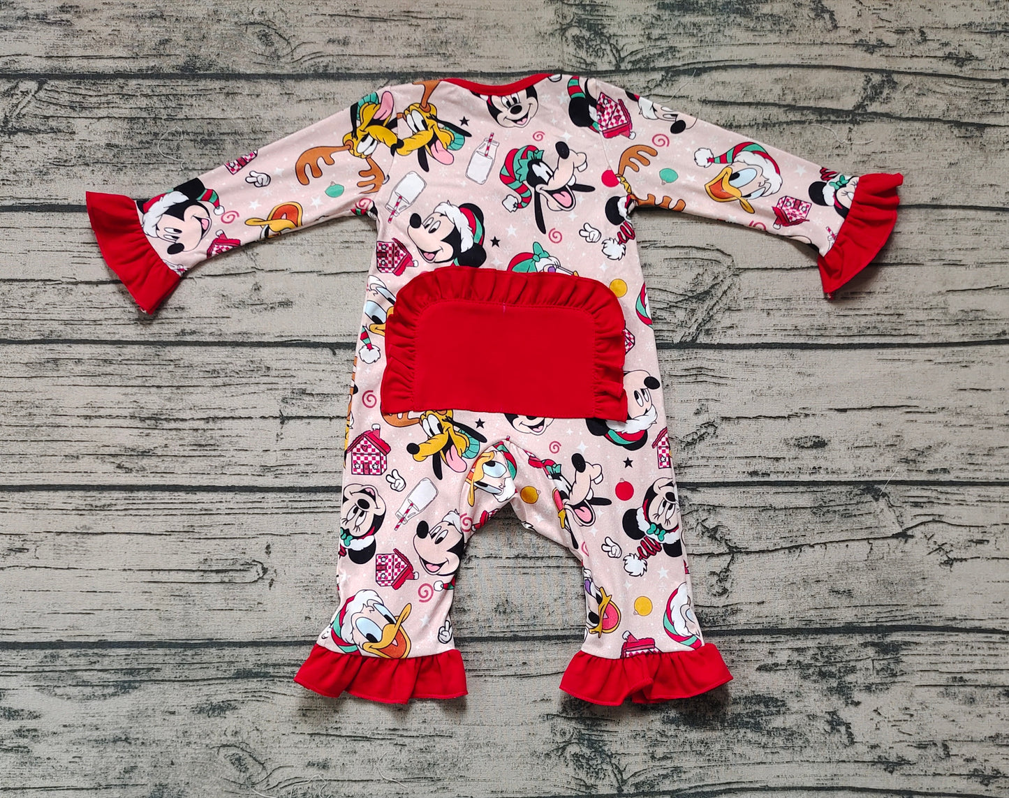Baby Infant Girls Christmas Cartoon Deer Long Sleeve Ruffles Rompers