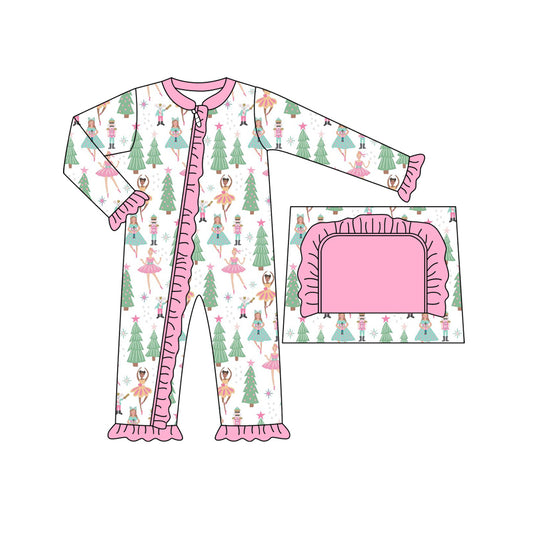 Baby Infant Girls Christmas Soldier Dance Long Sleeve Zip Rompers preorder