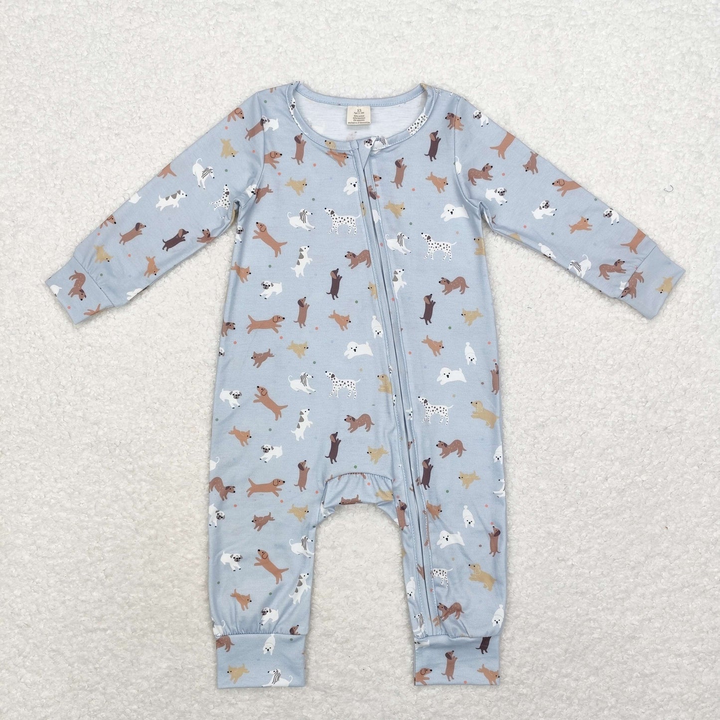 USA Shop Baby Infant Toddler Blue Dogs Bamboo Zip Rompers