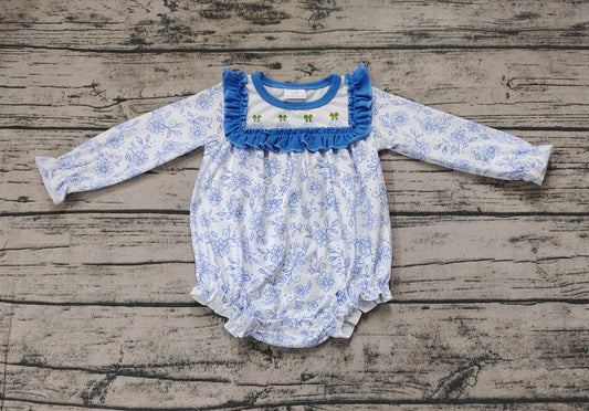 Baby Infant Girls Blue Flowers Christmas Trees Rompers