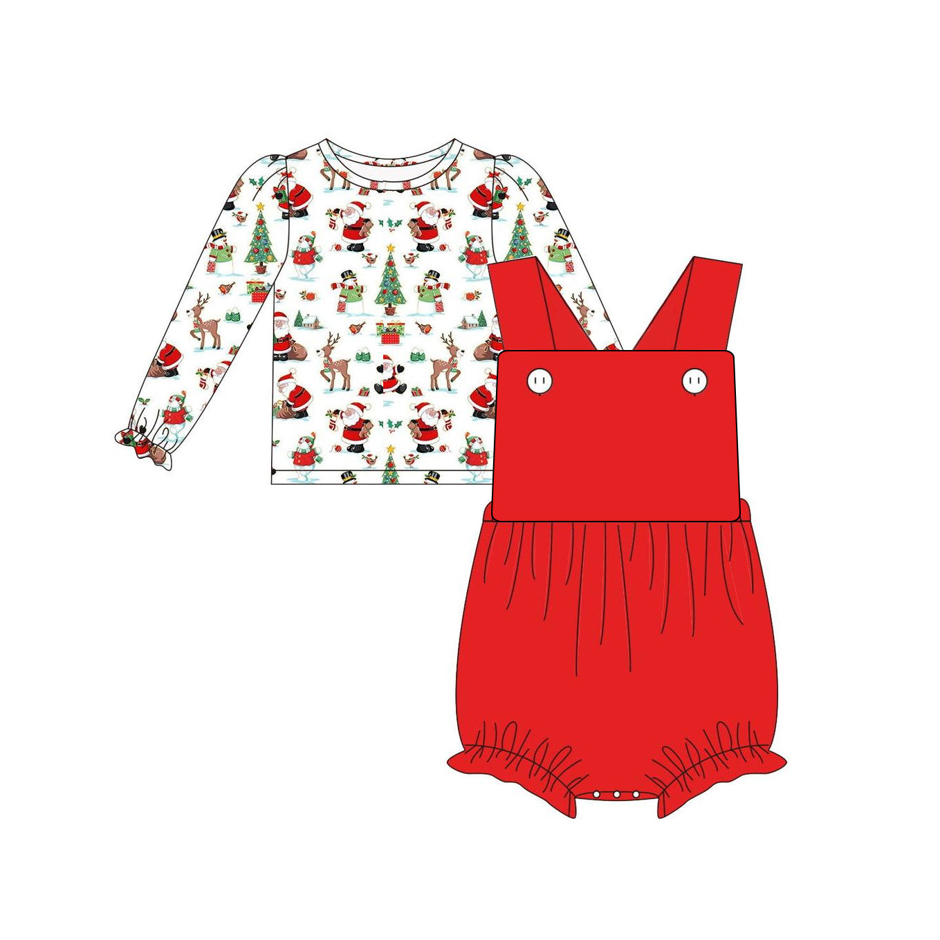 Baby Girls Christmas Tree Top Rompers Clothes Sets Preorder