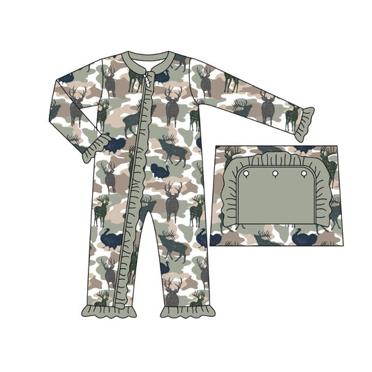 Baby Infant Girls Deers Hunting Camo Zip Rompers preorder