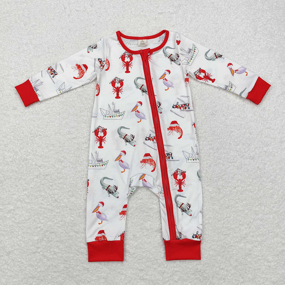 Baby Kids Christmas Crawfish Sibling Rompers Dresses Clothes Sets