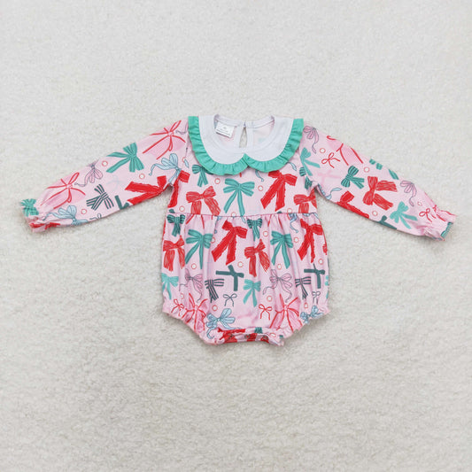 USA Shop Baby Infant Girls Christmas Pink Bows Long Sleeve Rompers