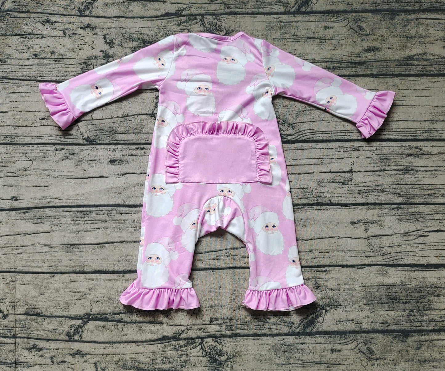 Baby Infant Girls Christmas Pink Santa Bamboo Zip Rompers