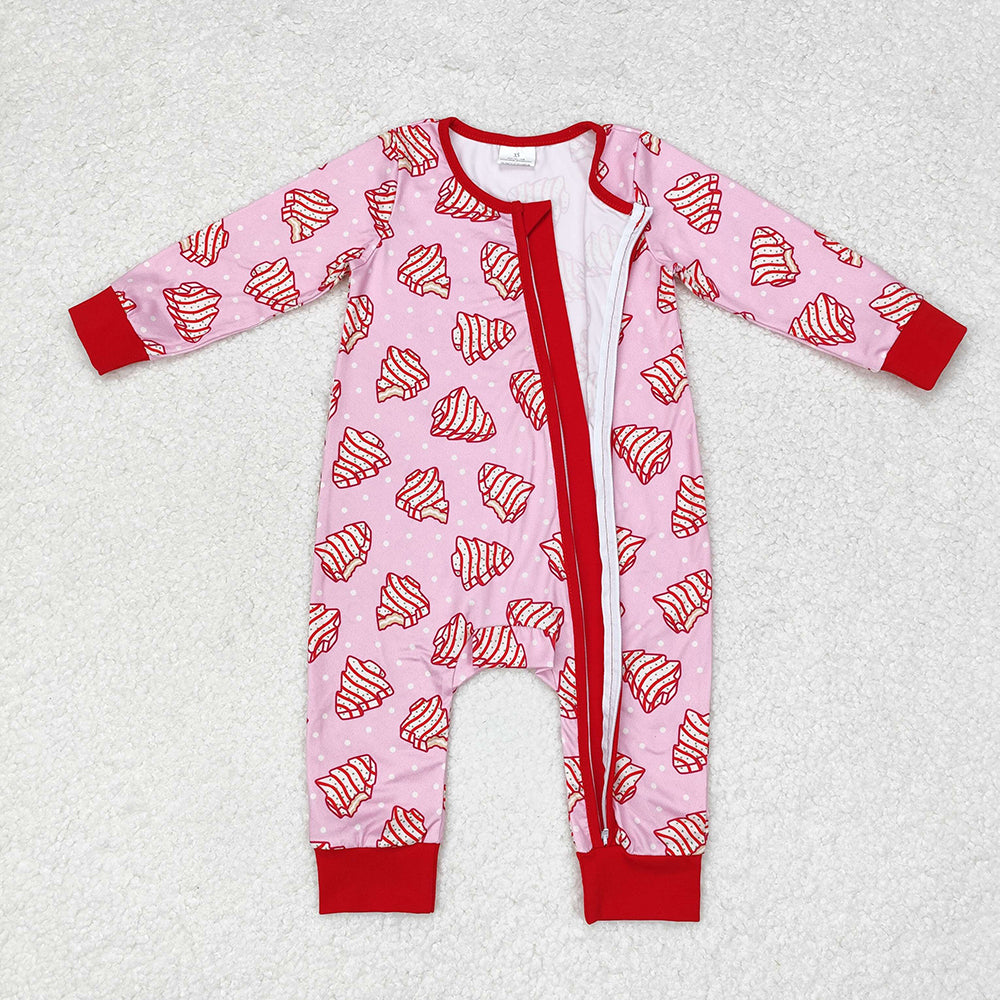 Baby Girls Christmas Tree Cake Zip Rompers