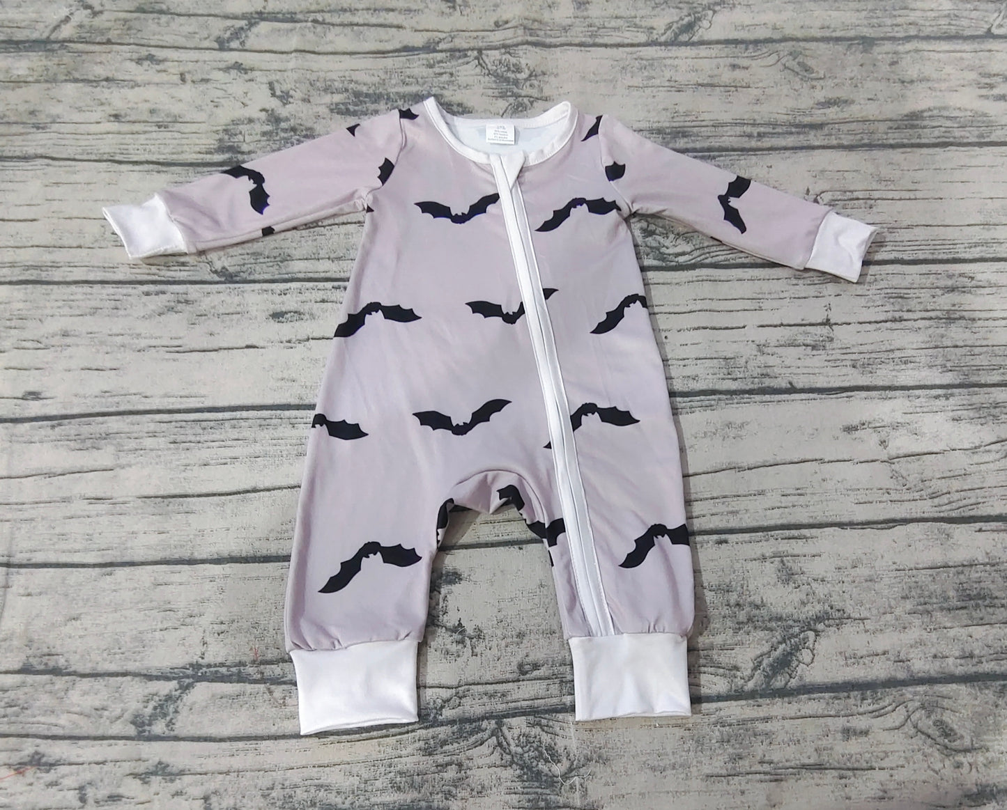 Baby Infant Boys Grey Halloween Bats Bamboo Rompers