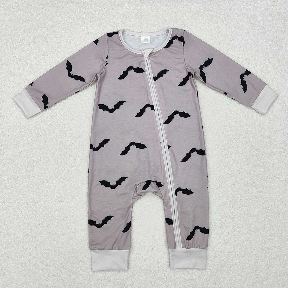 Baby Infant Boys Grey Halloween Bats Bamboo Rompers